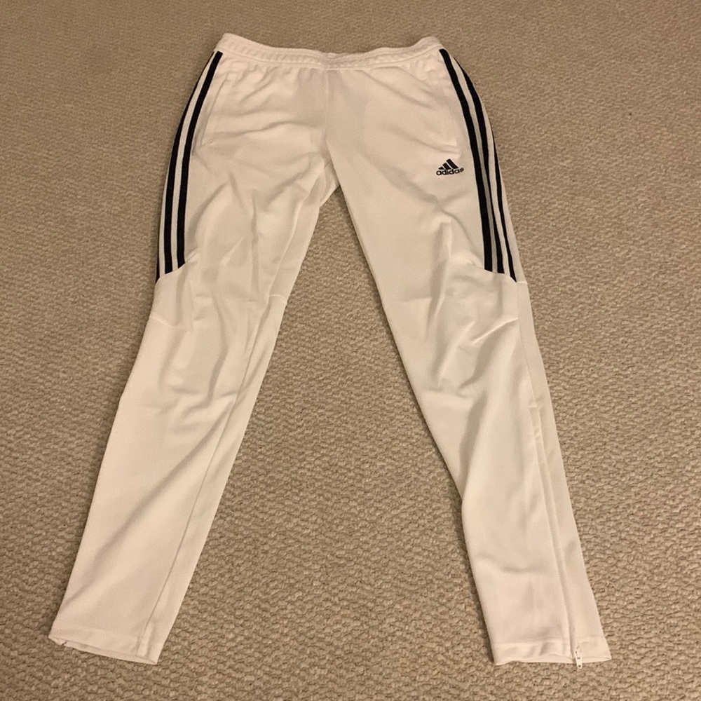 White adidas soccer pants white